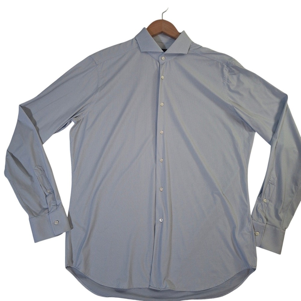 Greyson Woodward Performance Shirt Men's Large Blue Micro Pattern Long Sleeve
